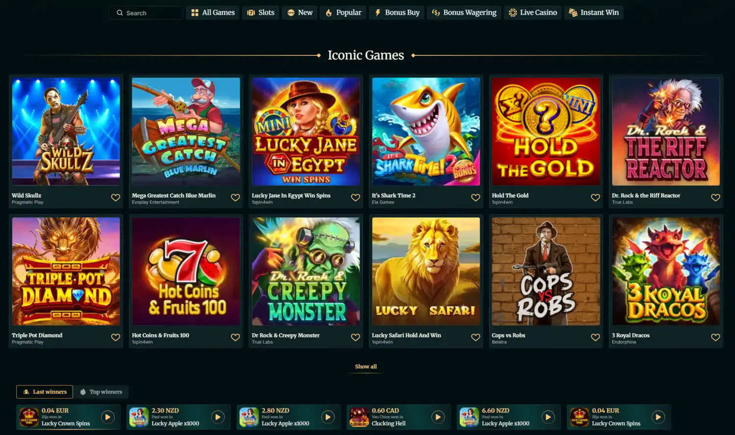 FairCrown Casino Homepage